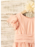 Pink Chiffon Knee Length  Flower Girl Dress 